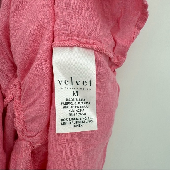 Velvet by Graham & Spencer Bernice Linen Ruffle Mini Dress in Pink Size M - Picture 10 of 13